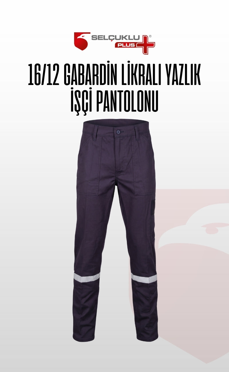 16/12 Gabardin Likralı Yazlık Tek Reflektörlü İşçi Pantolonu