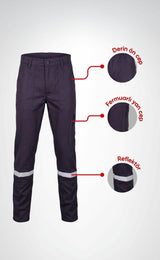 16/12 Gabardin Likralı Yazlık Tek Reflektörlü İşçi Pantolonu