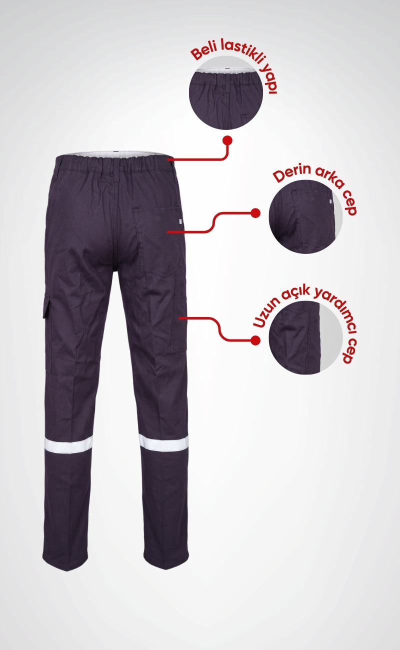 16/12 Gabardin Likralı Yazlık Tek Reflektörlü İşçi Pantolonu