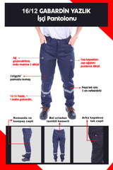 16/12 Gabardin Yazlık İşçi Pantolonu Tek Reflektörlü İş Pantolonu