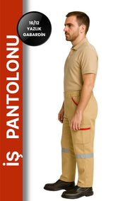 16/12 Gabardin Yazlık İşçi Pantolonu Tek Reflektörlü İş Pantolonu