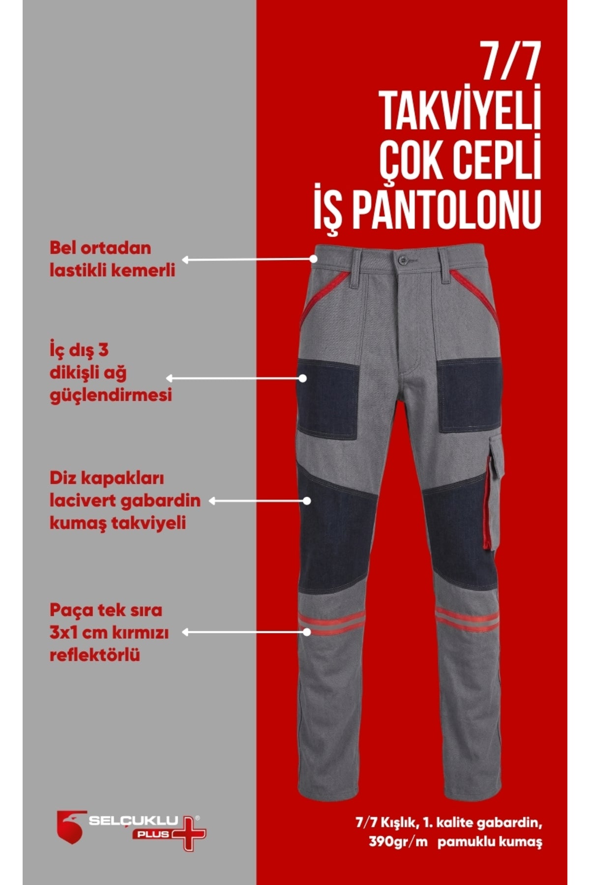 7/7 Takviyeli Kışlık İş Pantolonu – Dayanıklı, Konforlu ve Şık