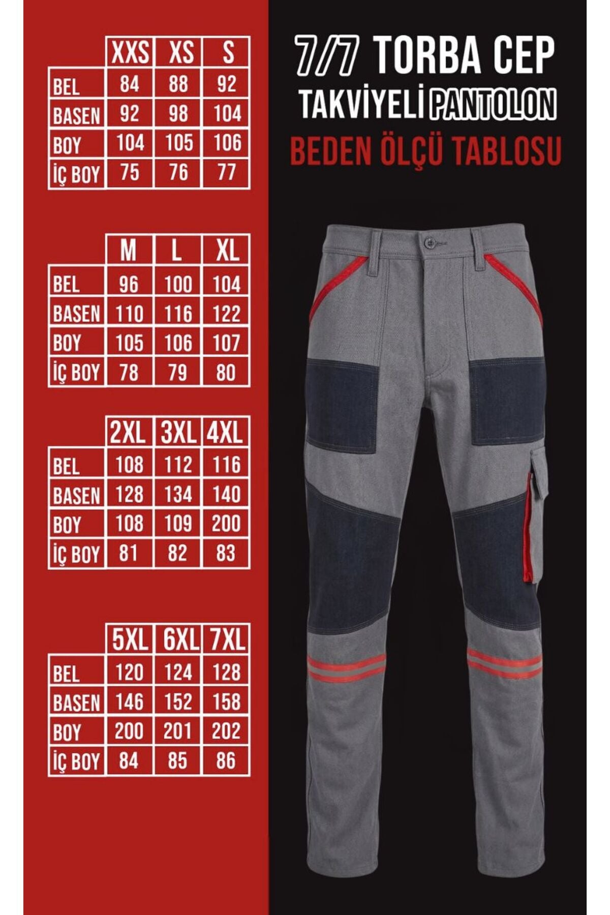 7/7 Takviyeli Kışlık İş Pantolonu – Dayanıklı, Konforlu ve Şık