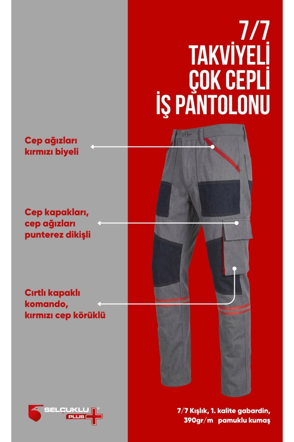 7/7 Takviyeli Kışlık İş Pantolonu – Dayanıklı, Konforlu ve Şık