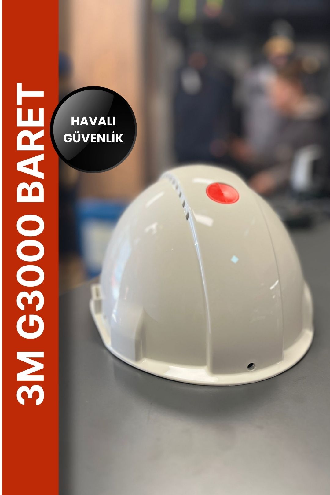 3M G3000 Beyaz Baret Mandallı Havalı Siperlikli Endüstriyel Kask Modeli