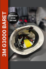 3M G3000 Beyaz Baret Mandallı Havalı Siperlikli Endüstriyel Kask Modeli