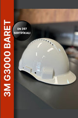 3M G3000 Beyaz Baret Mandallı Havalı Siperlikli Endüstriyel Kask Modeli