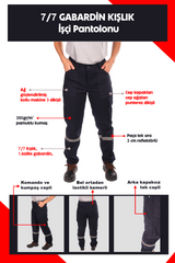 7/7 Gabardin Kışlık İşçi Pantolonu Tek Reflektörlü Kalın İş Pantolonu