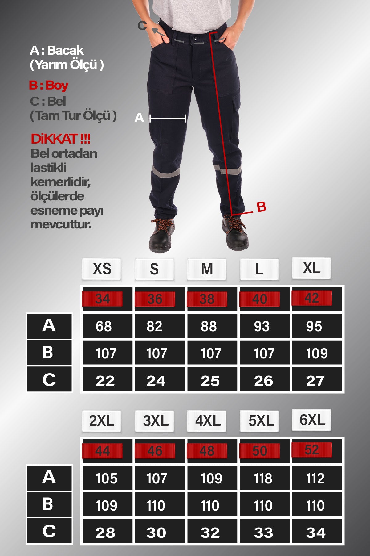 7/7 Gabardin Kışlık İşçi Pantolonu Tek Reflektörlü Kalın İş Pantolonu