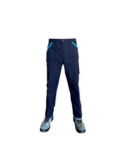7/7 Gabardin Kışlık İşçi Pantolonu Tek Reflektörlü Mavi Biyeli Kalın İş Pantolonu