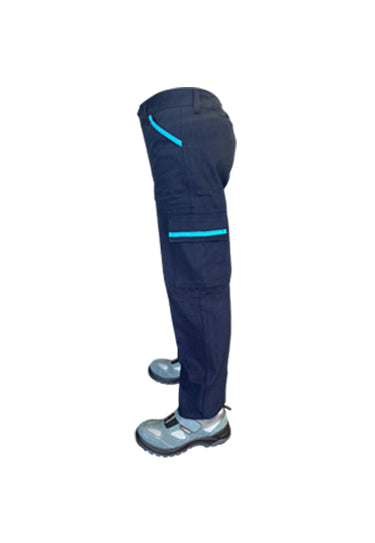 7/7 Gabardin Kışlık İşçi Pantolonu Tek Reflektörlü Mavi Biyeli Kalın İş Pantolonu