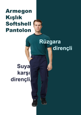 Argemon Kışlık Softshell Su Geçirmez Kargo Cepli Pantolon
