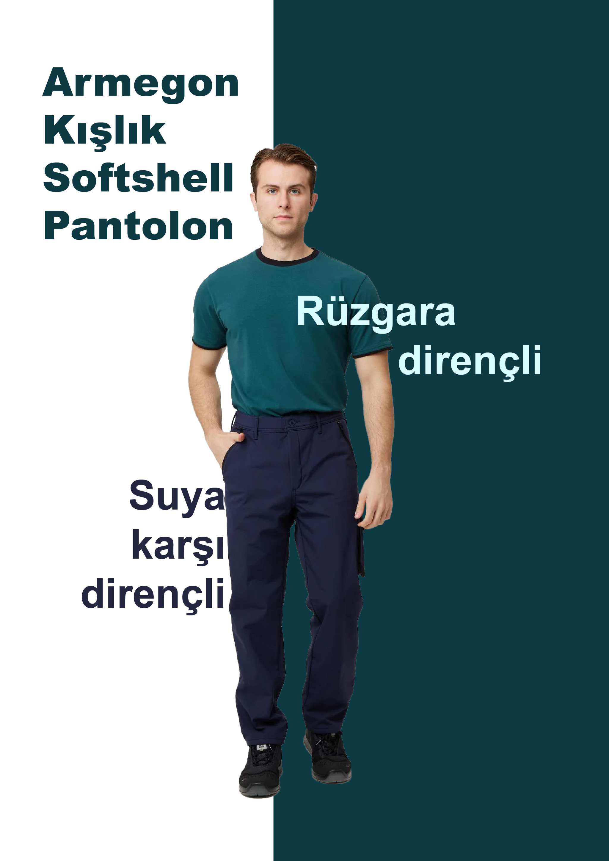 Argemon Kışlık Softshell Su Geçirmez Kargo Cepli Pantolon