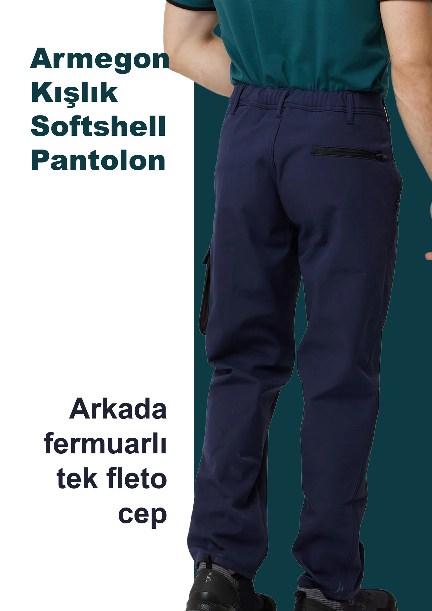 Argemon Kışlık Softshell Su Geçirmez Kargo Cepli Pantolon