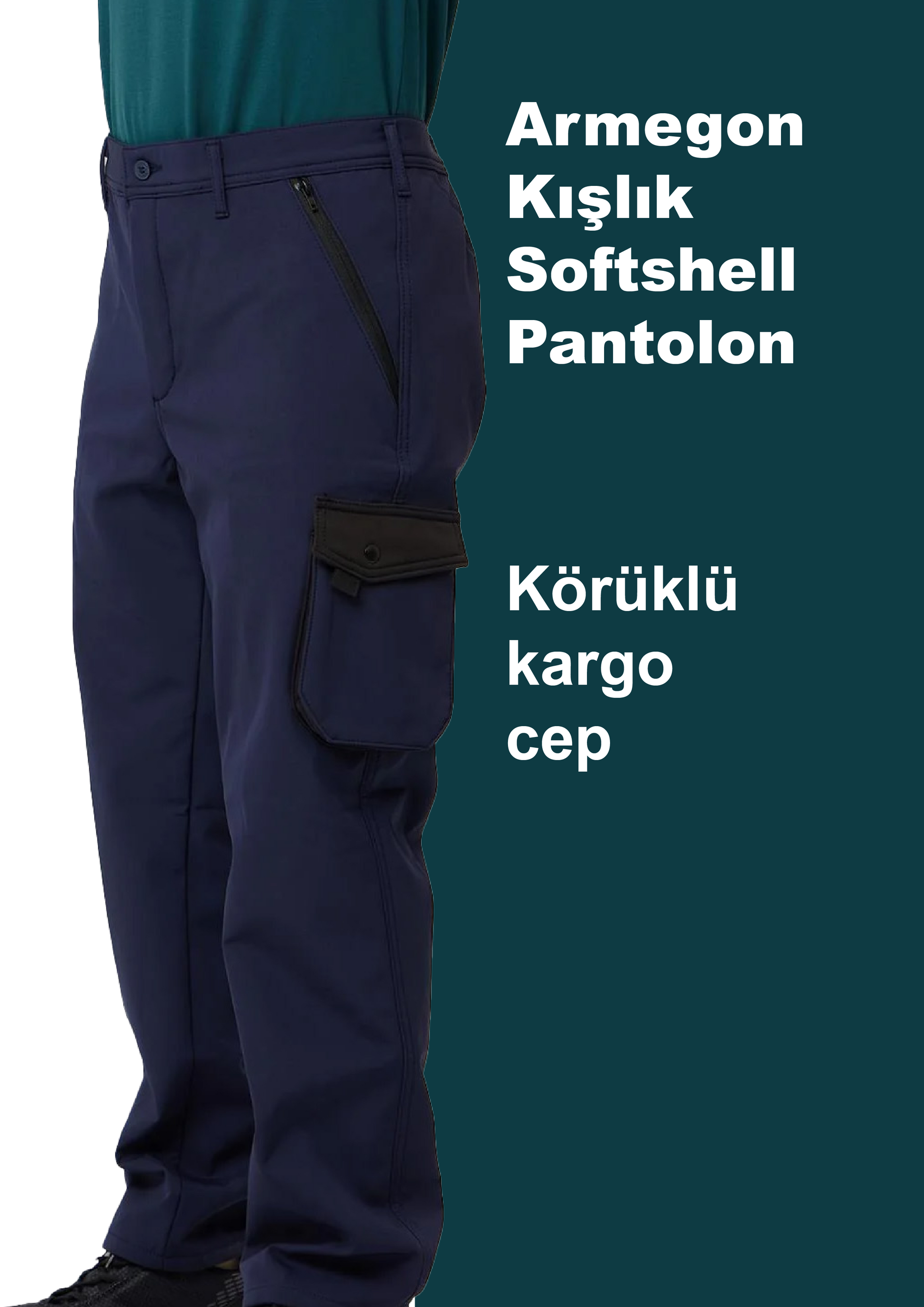 Argemon Kışlık Softshell Su Geçirmez Kargo Cepli Pantolon