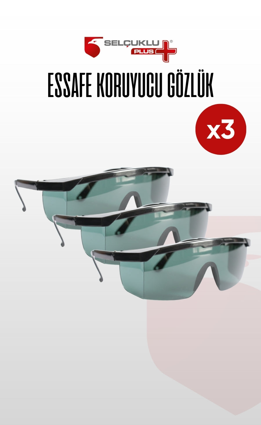 ESSAFE 1100 3'LÜ İş Güvenliği Gözlüğü – Darbelere, Toza ve UV Işınlarına Karşı Koruyucu, Şeffaf Lensli, Ayarlanabilir Saplı Ergonomik Gözlük