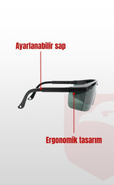 ESSAFE 1100 3'LÜ İş Güvenliği Gözlüğü – Darbelere, Toza ve UV Işınlarına Karşı Koruyucu, Şeffaf Lensli, Ayarlanabilir Saplı Ergonomik Gözlük