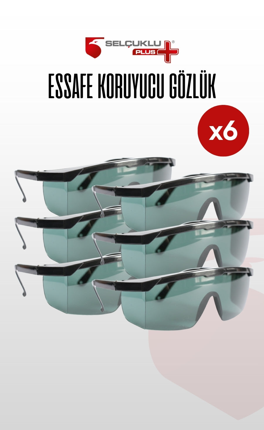 ESSAFE 1100 6'LI İş Güvenliği Gözlüğü – Darbelere, Toza ve UV Işınlarına Karşı Koruyucu, Şeffaf Lensli, Ayarlanabilir Saplı Ergonomik Gözlük