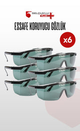 ESSAFE 1100 6'LI İş Güvenliği Gözlüğü – Darbelere, Toza ve UV Işınlarına Karşı Koruyucu, Şeffaf Lensli, Ayarlanabilir Saplı Ergonomik Gözlük