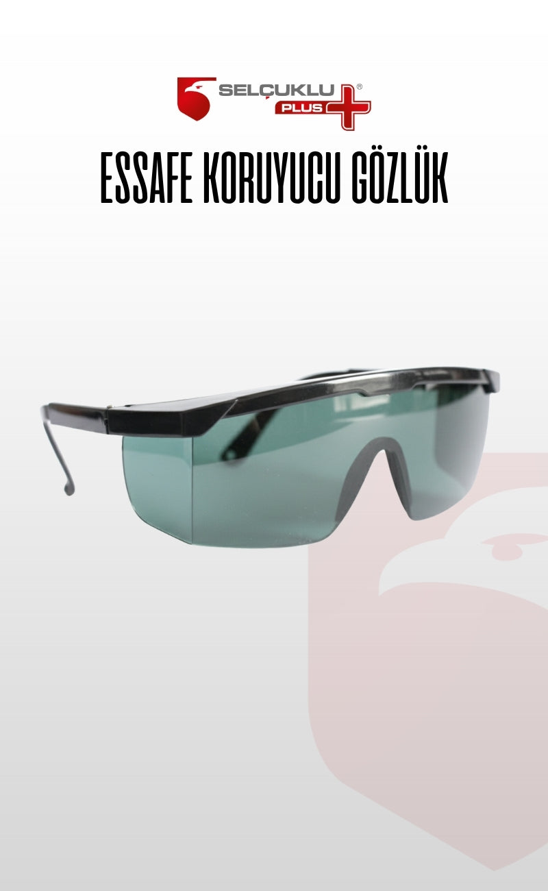 ESSAFE 1100 9'LU İş Güvenliği Gözlüğü – Darbelere, Toza ve UV Işınlarına Karşı Koruyucu, Şeffaf Lensli, Ayarlanabilir Saplı Ergonomik Gözlük