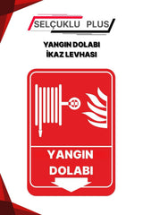 Fotolümenli Yangın Dolabı Uyarı Levhası 35x14 Kalın Plastik Kırmızı Beyaz Selçuklu Plus