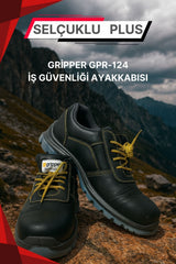 Gripper Kompozit Burunlu İş Güvenliği Ayakkabısı | Vibram Taban, Siyah Deri, GPR-124
