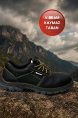 Gripper Kompozit Burunlu İş Güvenliği Ayakkabısı | Vibram Taban, Siyah Deri, GPR-124