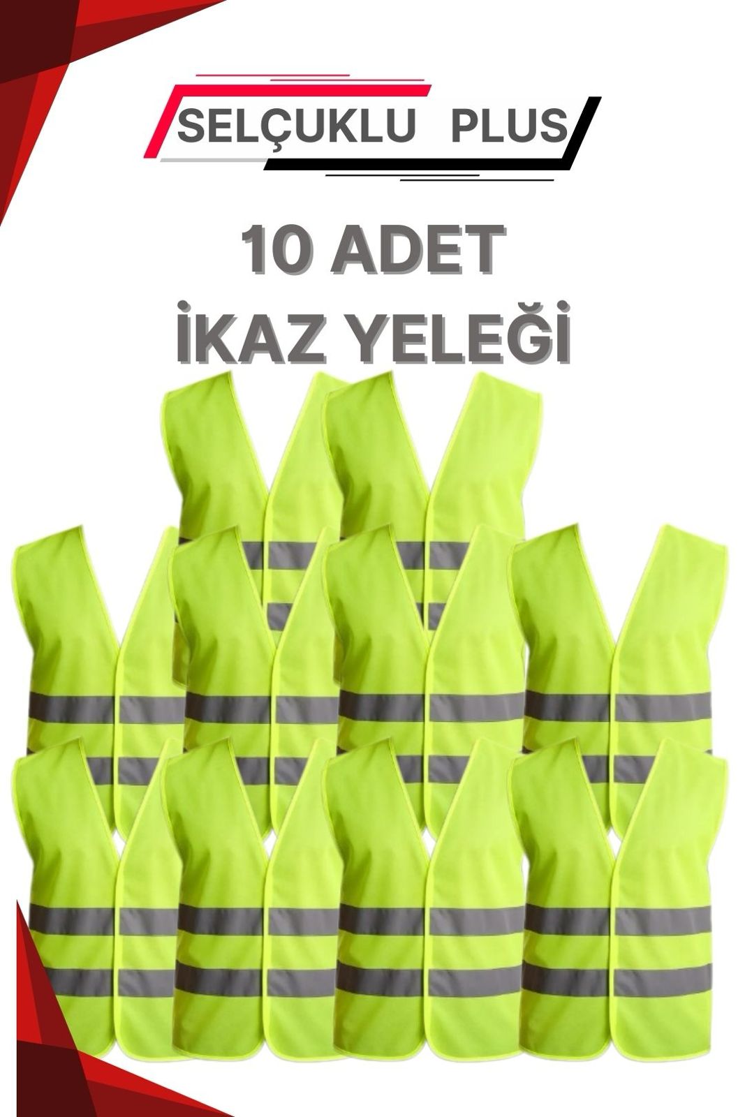 Işçi Ikaz Fosforlu Reflektörlü Yelek 10 Adet Standart