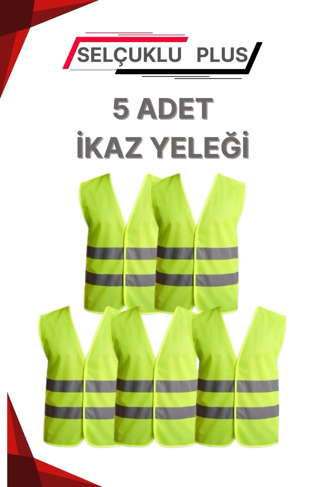 Işçi Ikaz Fosforlu Reflektörlü Yelek 5 Adet Standart