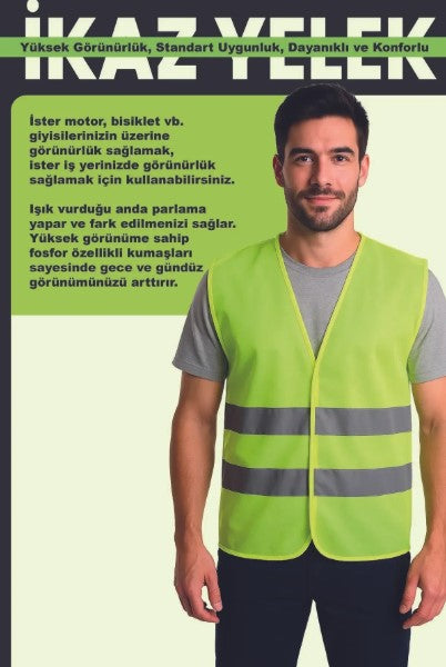 Işçi Ikaz Fosforlu Reflektörlü Yelek Standart