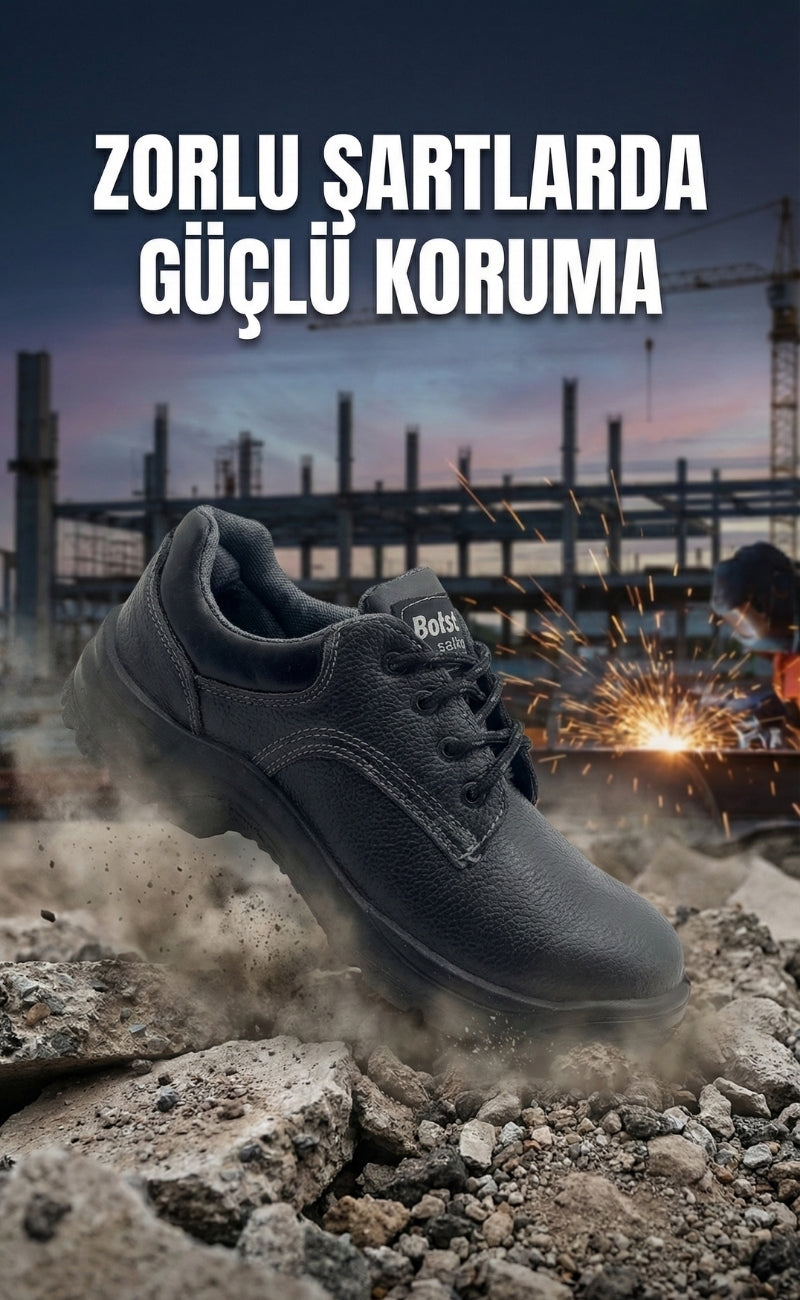 K-100 S1 Çelik Burunlu Deri İş Güvenlik Ayakkabısı Antistatik Kaymaz TPU Taban