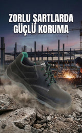 K-100 S1 Çelik Burunlu Deri İş Güvenlik Ayakkabısı Antistatik Kaymaz TPU Taban