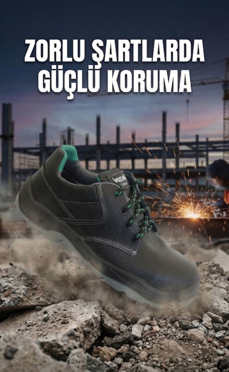 K-100 S1 Çelik Burunlu Deri İş Güvenlik Ayakkabısı Antistatik Kaymaz TPU Taban
