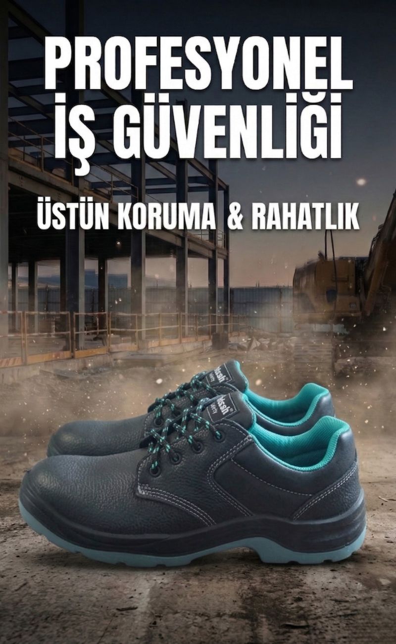 K-100 S1 Çelik Burunlu Deri İş Güvenlik Ayakkabısı Antistatik Kaymaz TPU Taban