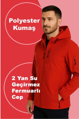 Kışlık Softshell Mont – Kırmızı & Siyah | Su ve Rüzgar Geçirmez İş Montu