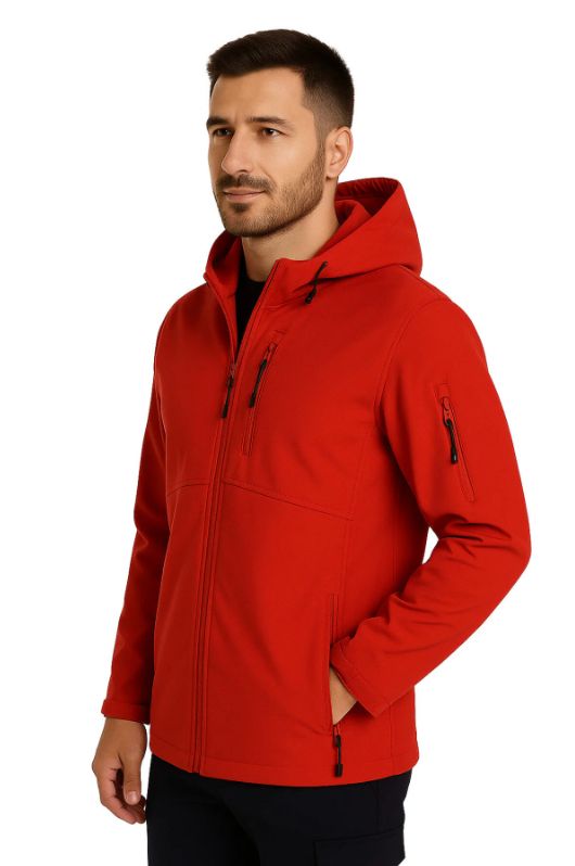 Kışlık Softshell Mont – Kırmızı & Siyah | Su ve Rüzgar Geçirmez İş Montu