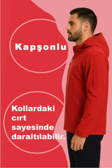 Kışlık Softshell Mont – Kırmızı & Siyah | Su ve Rüzgar Geçirmez İş Montu