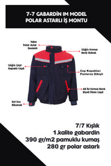 Lacivert Reflektörlü Iş Montu 7-7 Gabardin Im Model Polar Astarlı Iş Montu