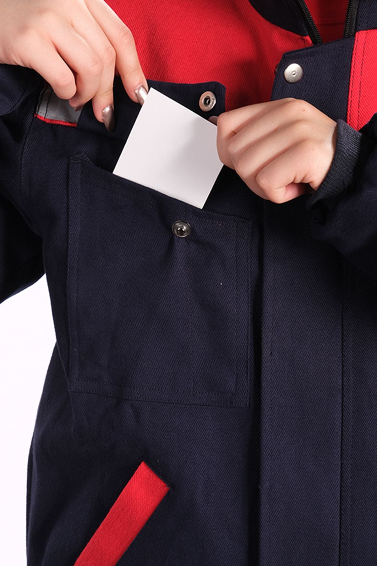 Lacivert Reflektörlü Iş Montu 7-7 Gabardin Im Model Polar Astarlı Iş Montu