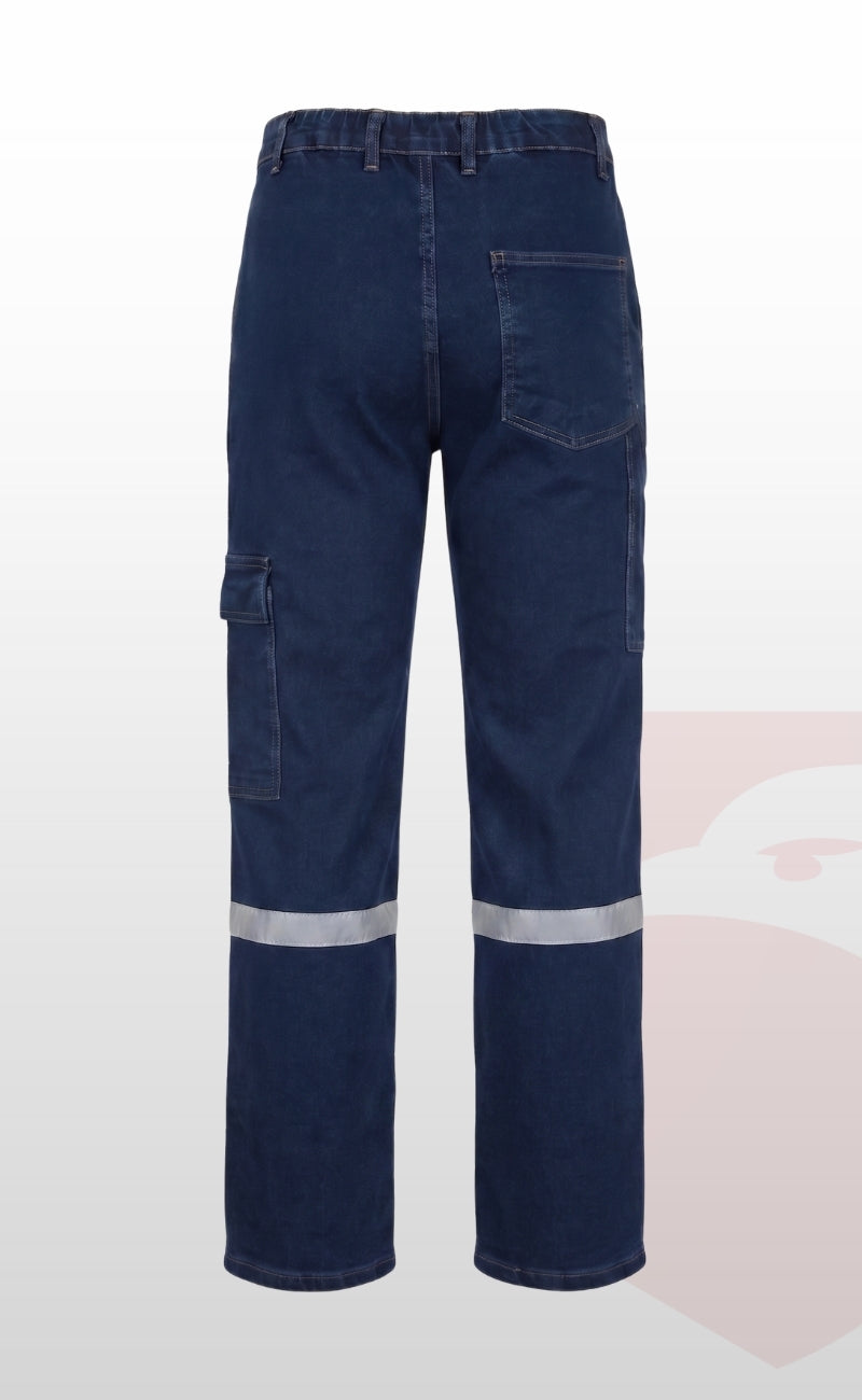 Likralı Ağlı Kot İş Pantolonu, Mevsimlik, Yıkanmış, Reflektörlü ve Kargo Cepli Model