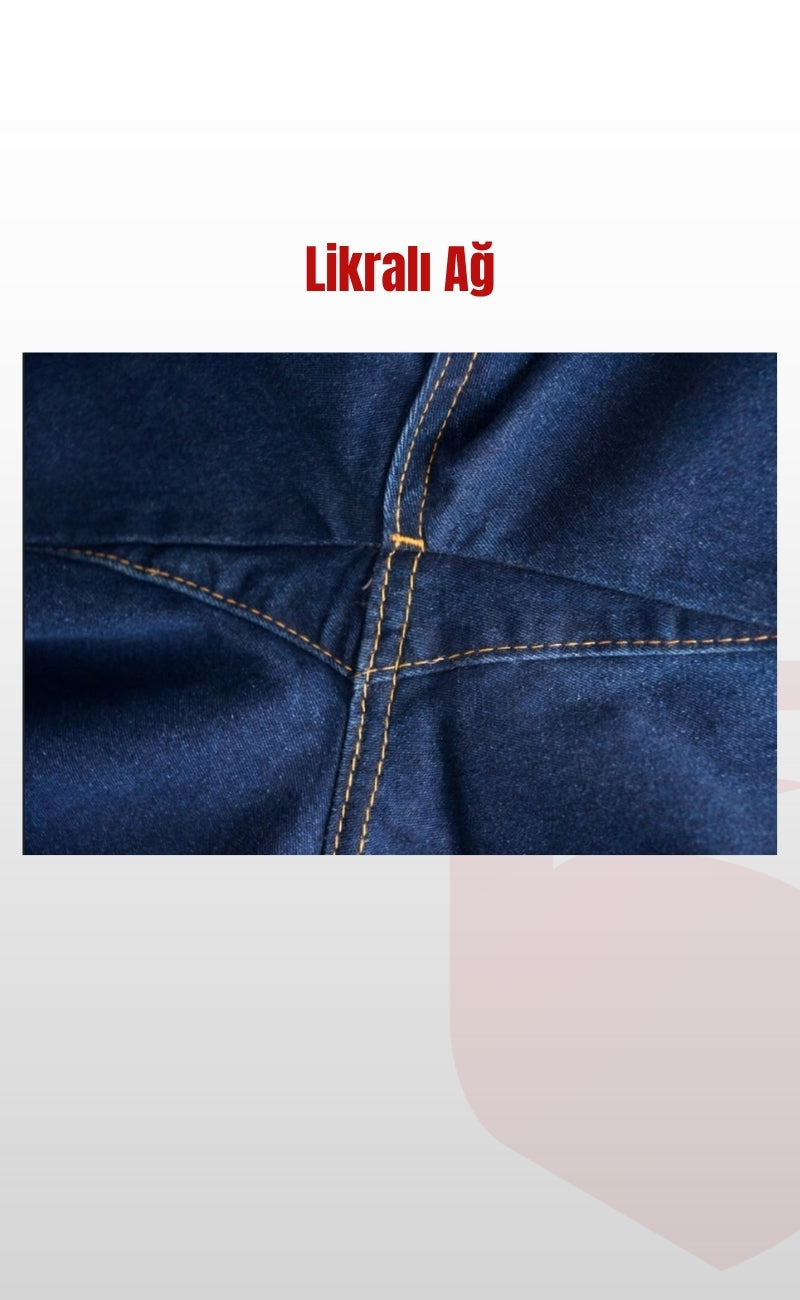 Likralı Ağlı Kot İş Pantolonu, Mevsimlik, Yıkanmış, Reflektörlü ve Kargo Cepli Model