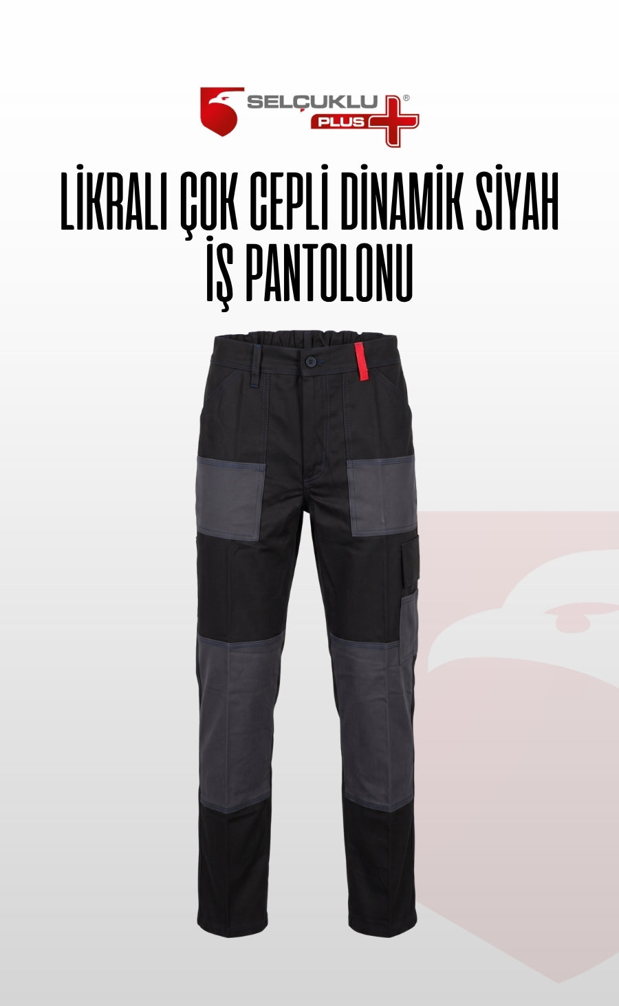 Likralı Çok Cepli Dinamik Siyah ve Gri İş Pantolonu Dayanıklı Esnek Kargo Cepli Erkek Pantolon