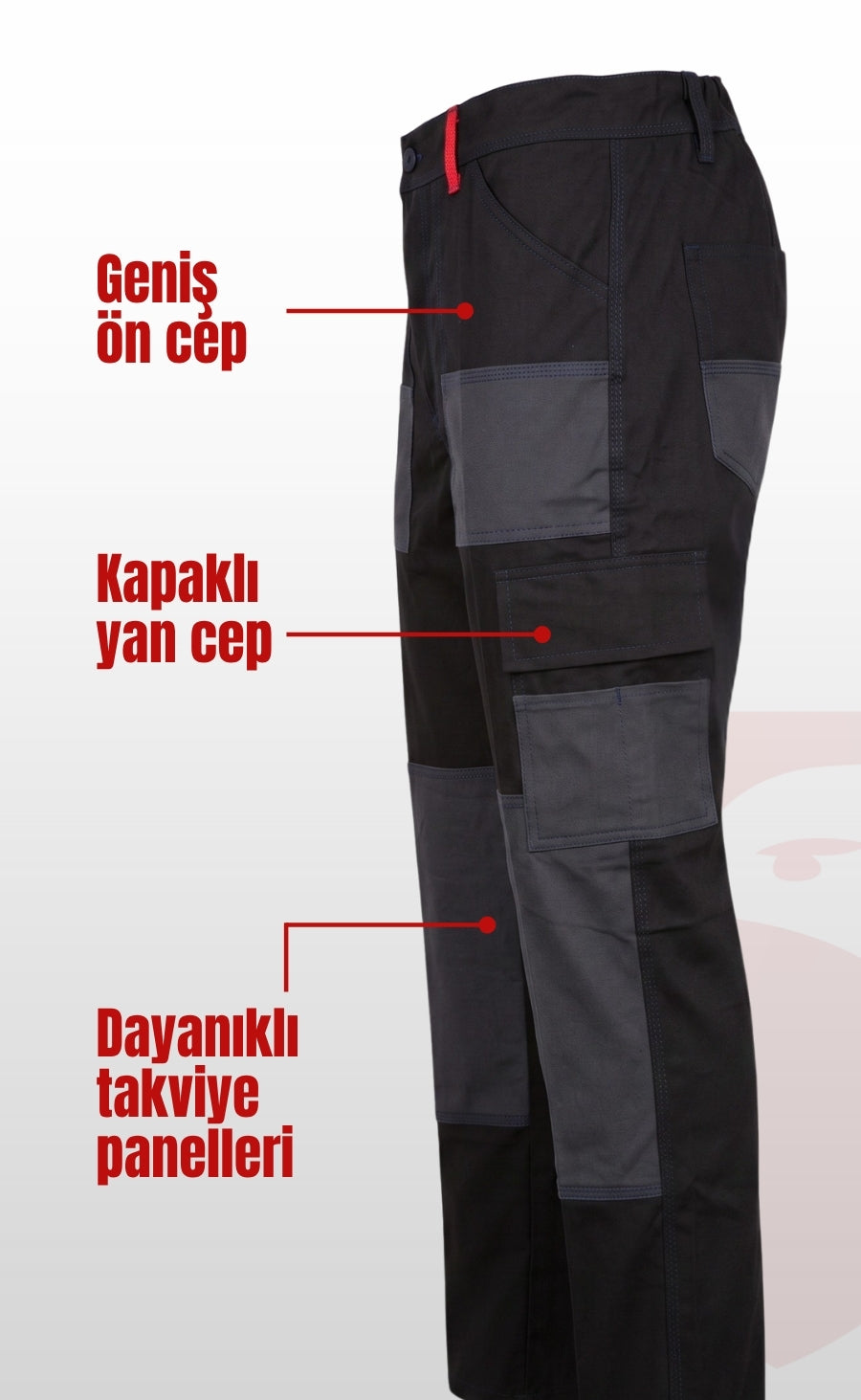 Likralı Çok Cepli Dinamik Siyah ve Gri İş Pantolonu Dayanıklı Esnek Kargo Cepli Erkek Pantolon
