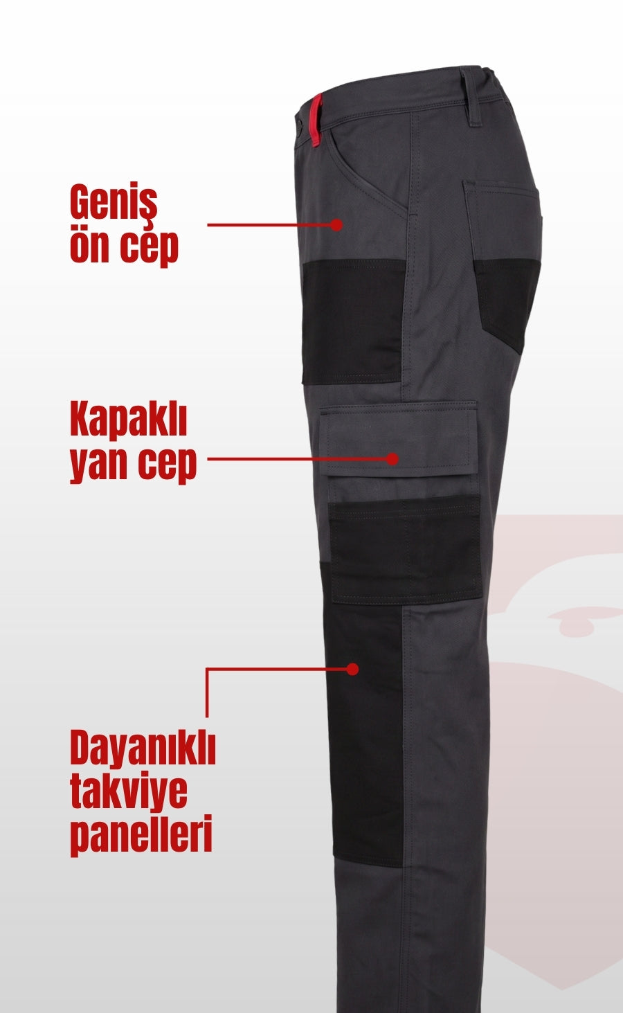 Likralı Çok Cepli Dinamik Siyah ve Gri İş Pantolonu Dayanıklı Esnek Kargo Cepli Erkek Pantolon