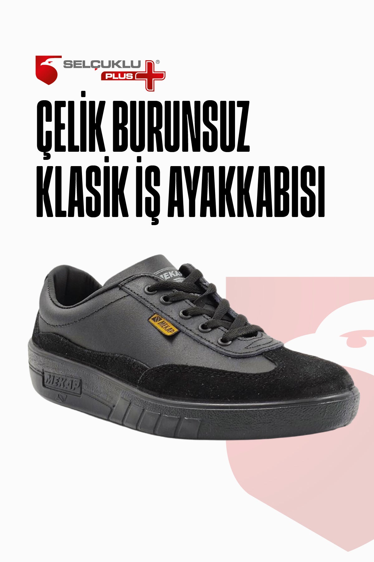 Mekap Klasik Çelik Burunsuz Siyah İş Ayakkabısı