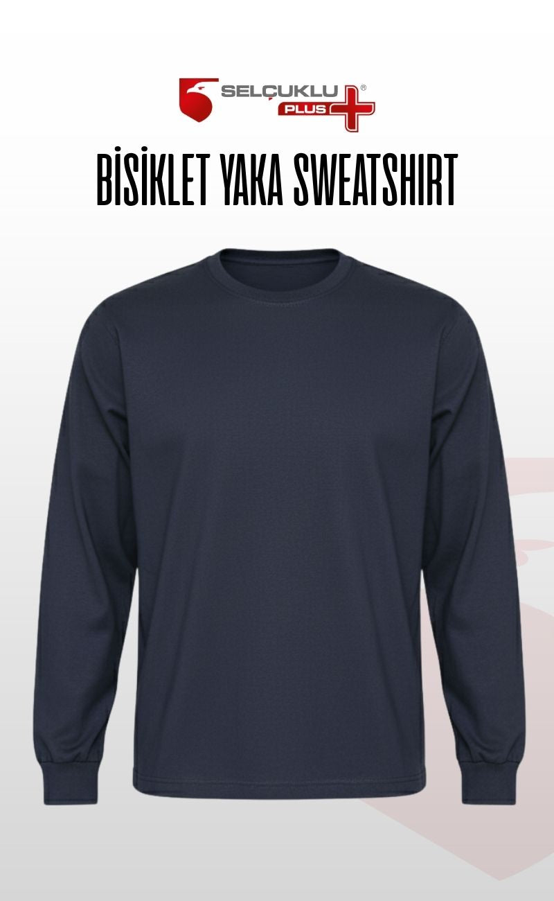 O (Bisiklet) Yaka Sweatshirt – Lacivet 2 İplik Kumaş, Uzun Kollu Rahat İş Elbisesi
