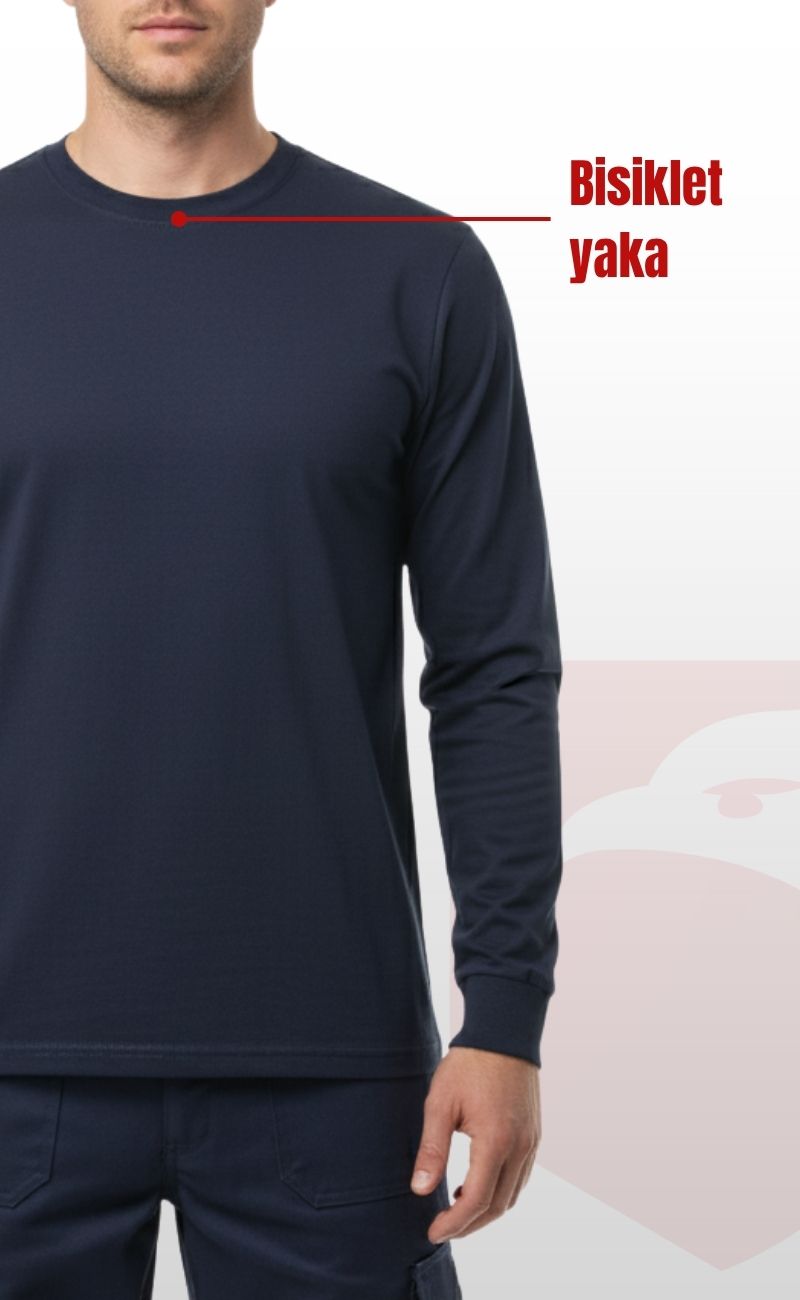 O (Bisiklet) Yaka Sweatshirt – Lacivet 2 İplik Kumaş, Uzun Kollu Rahat İş Elbisesi