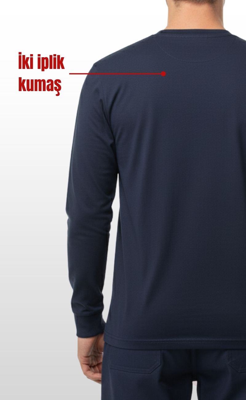 O (Bisiklet) Yaka Sweatshirt – Lacivet 2 İplik Kumaş, Uzun Kollu Rahat İş Elbisesi