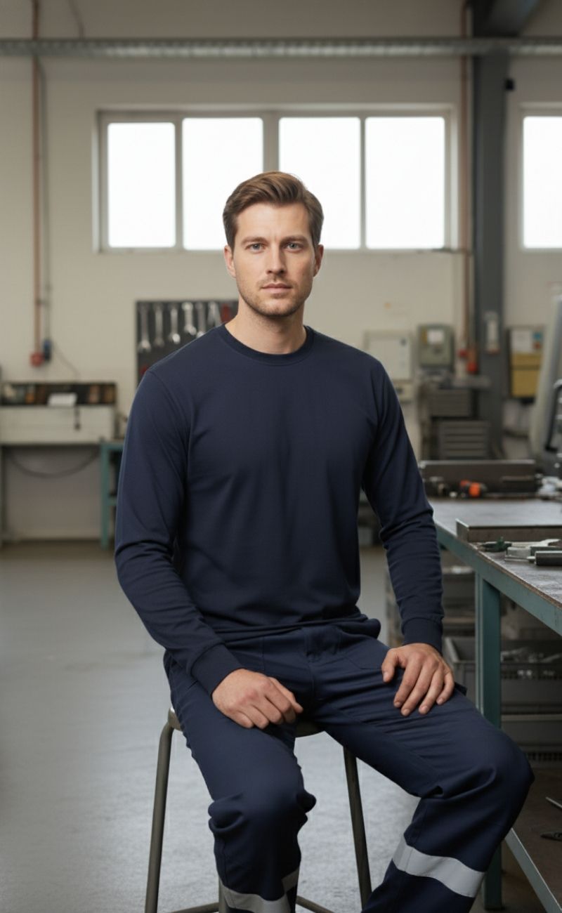 O (Bisiklet) Yaka Sweatshirt – Lacivet 2 İplik Kumaş, Uzun Kollu Rahat İş Elbisesi