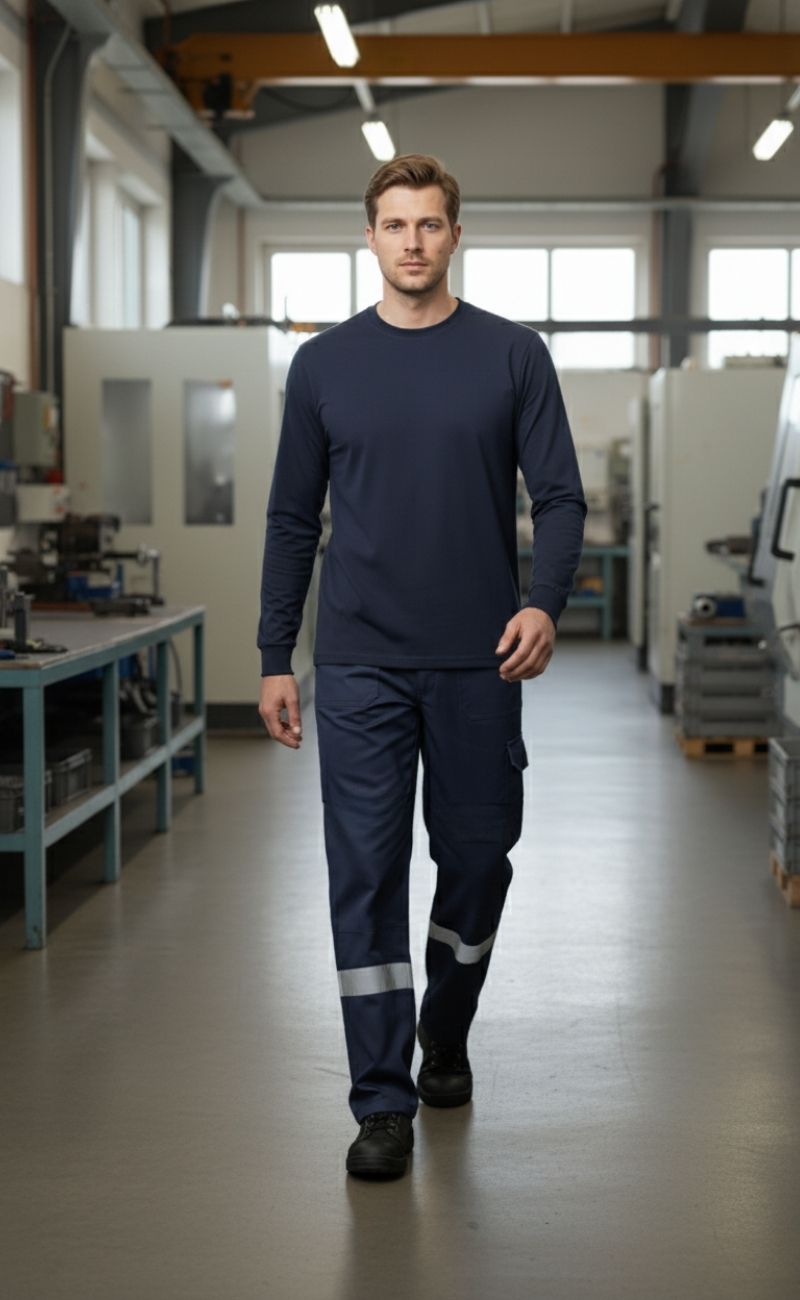 O (Bisiklet) Yaka Sweatshirt – Lacivet 2 İplik Kumaş, Uzun Kollu Rahat İş Elbisesi